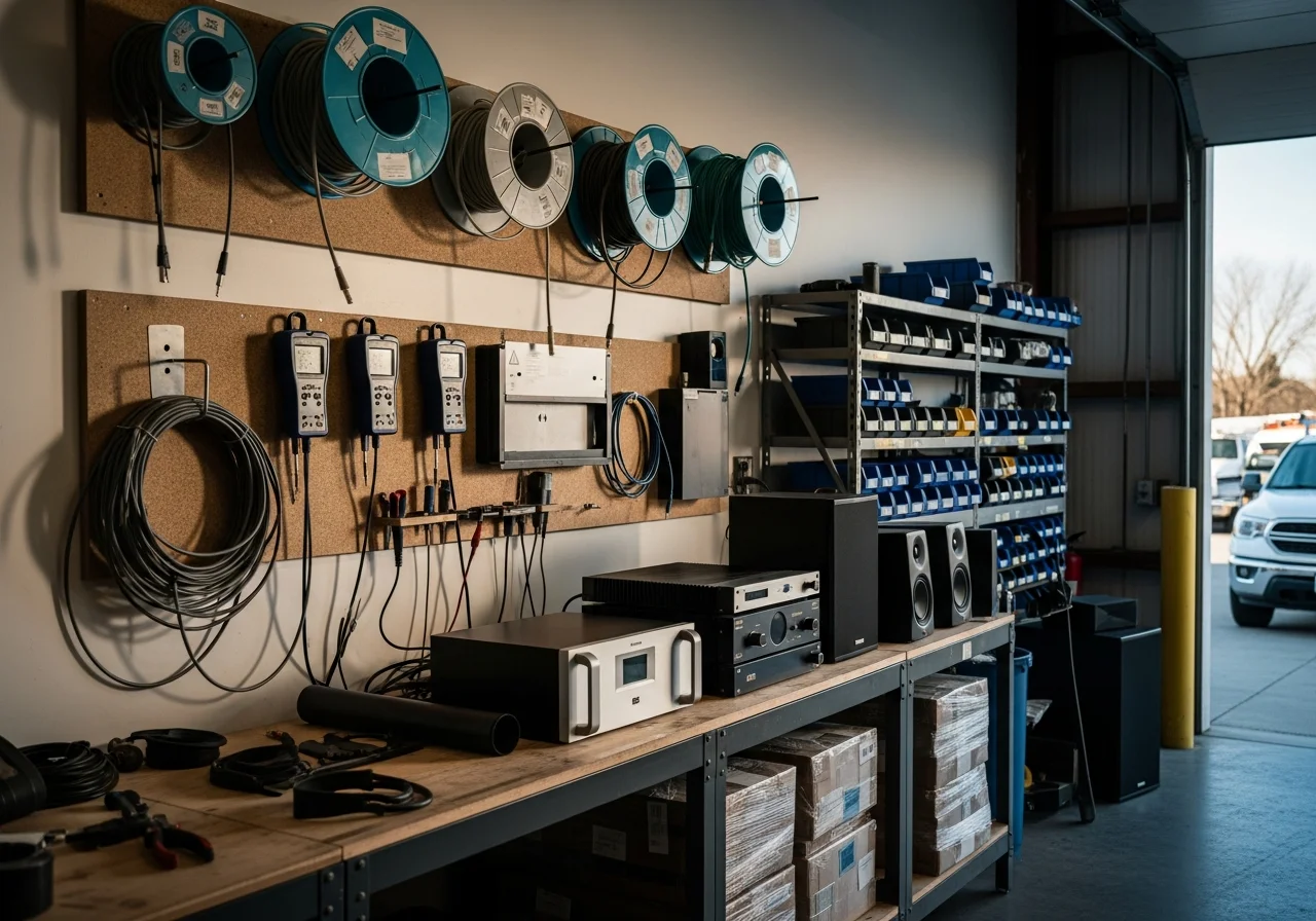 Professional installation tools and equipment for home theater and smart home systems.
